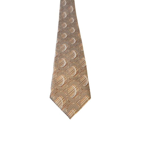 Philippe Ertu Mens Neck Tie 100% Silk Tan Gold Abstract Japan Designer Wedding - Picture 1 of 13